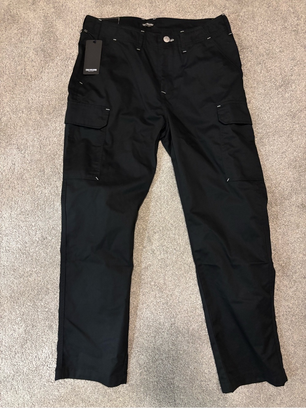 True Religion Black Men's Cargo Pants with Flap Pockets